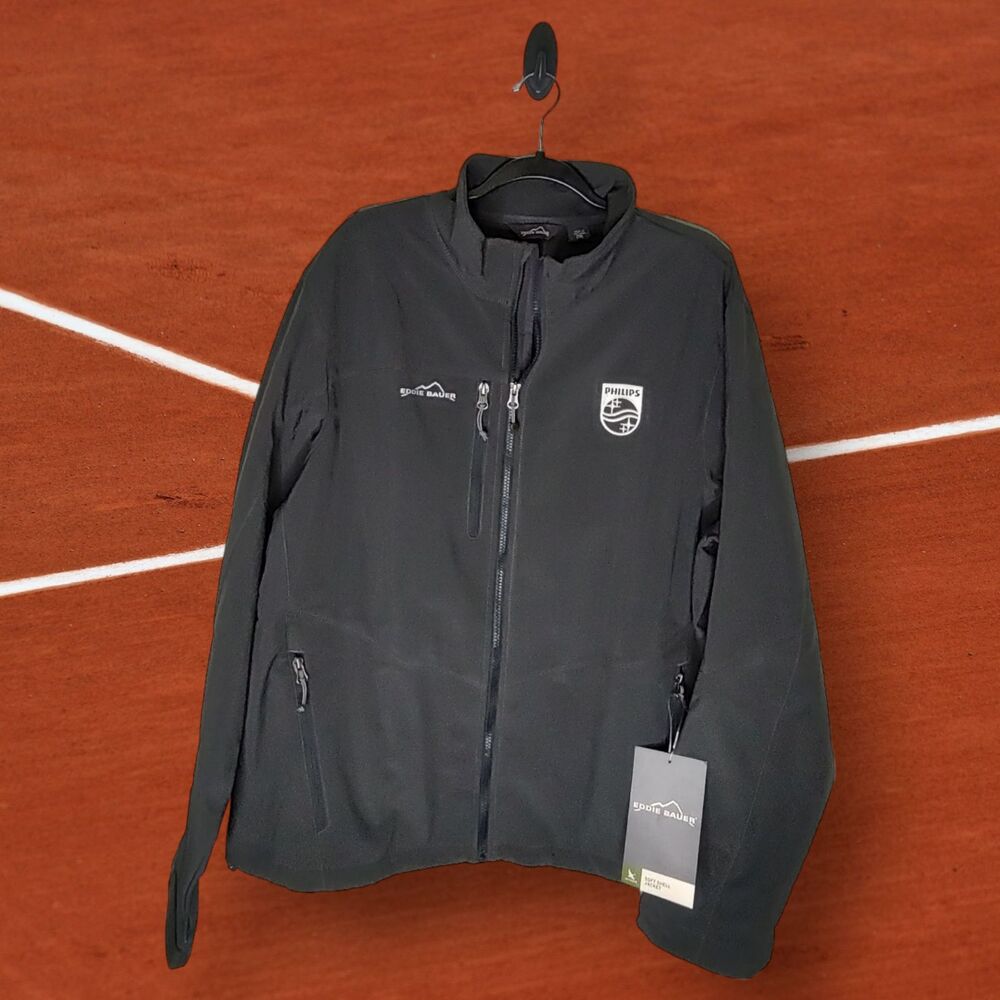 NEW Eddie Bauer Sz 2XL Grey Water Repellent Soft Shell Jacket with Philips Logo